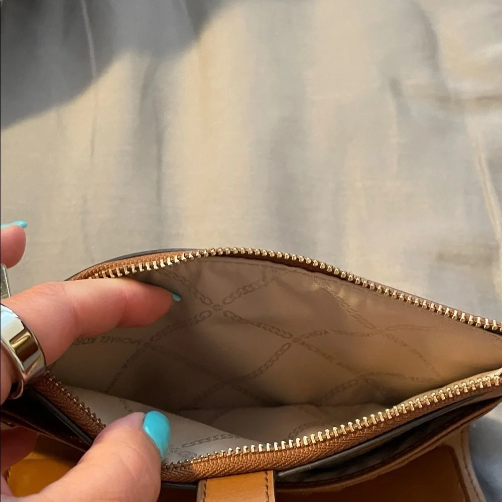 Michael Kors Signature Brown and Cream Wristlet